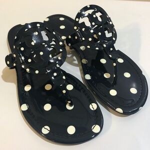 NIB Tory Burch Printed Patent Leath Miller - Navy Classic Dot, Size 7